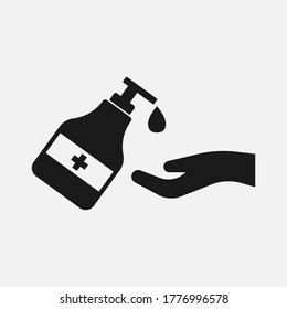 Hand sanitizer icon illustration. Medical liquid hygiene soap.
