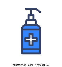 Hand sanitizer icon on isolated white background with Filled outline icon style, Hand sanitizer vector illustration.