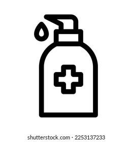 Hand Sanitizer Icon on white background. Alcohol bottle for hygiene. Linear style sign for mobile concept and web design. Vector Illustration
