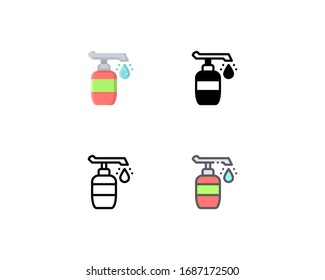 Hand sanitizer icon. With outline, glyph, filled outline, and flat style