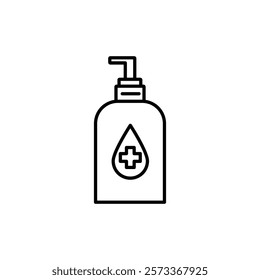 Hand sanitizer icon Outline thin set