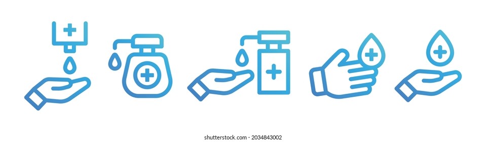 Hand sanitizer icon set isolated on white background.