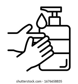 Hand sanitizer icon. Simple design. Line vector. Isolate on white background.