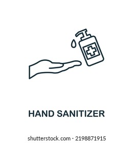 Hand Sanitizer Symbol. Einfaches Element aus der neuen Normalitäts-Kollektion. Einfarbiges Handanitizer-Symbol für Vorlagen, Infografiken und Banner