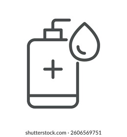 Hand Sanitizer Icon. Simple Line Illustration of Hand Applying Sanitizer, Representing Infection Control, Hygiene and Preventive Health Measures for a Safe Environment