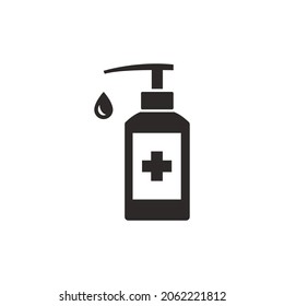 Hand sanitizer icon. Simple solid style. Gel, disinfect, antibacterial, wash, bottle pump, dispenser, container, soap, cleanser, health concept. Vector illustration isolated on white background EPS 10