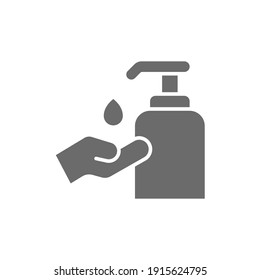 Hand sanitizer icon, solid style. Washing hand with sanitizer liquid soap. Vector illustration. Design on white background. EPS 10