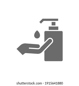 Hand sanitizer icon, solid style. Washing hand with sanitizer liquid soap. Vector illustration. Design on white background. EPS 10