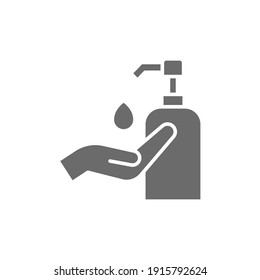 Hand Sanitizer Icon, Solid Style. Washing Hand With Sanitizer Liquid Soap. Vector Illustration. Design On White Background. EPS 10