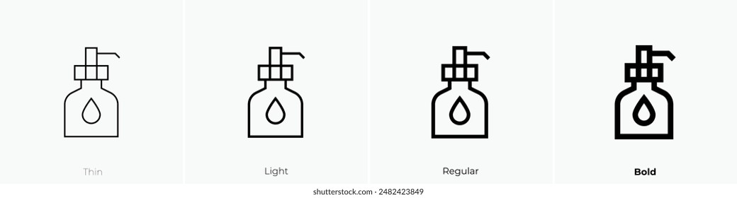 hand sanitizer icon. Thin, Light Regular And Bold style design isolated on white background