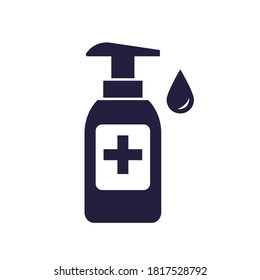 Hand-Sanitizer-Symbol, Vektorsymbol, Covid-19, weißer Hintergrund.