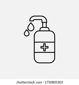 Icono de sanizador de mano, diseño vectorial, estilo de línea, aislado en fondo gris