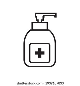 Hand Sanitizer Icon Vector. Disinfection. Hand Sanitizer Bottle Icon, Liquid Soap Icon Vector