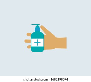 Hand, sanitizer icon. Vector illustration, flat design.