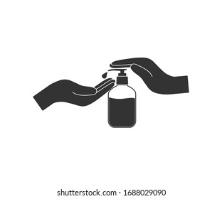 Hand, sanitizer icon. Vector illustration, flat design.