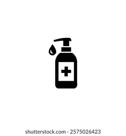 Hand sanitizer icon. Vector icon isolated on white background. Silhouette of hand sanitizer.