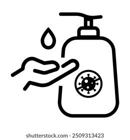 Vector del icono del desinfectante de la mano en el fondo blanco