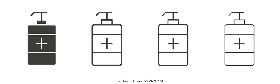 Hand sanitizer icons collection. vector set in black color