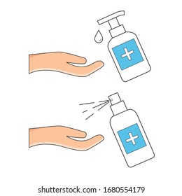 Hand sanitizer icons set in trendy flat style isolated on white background. Vector illustration EPS10.