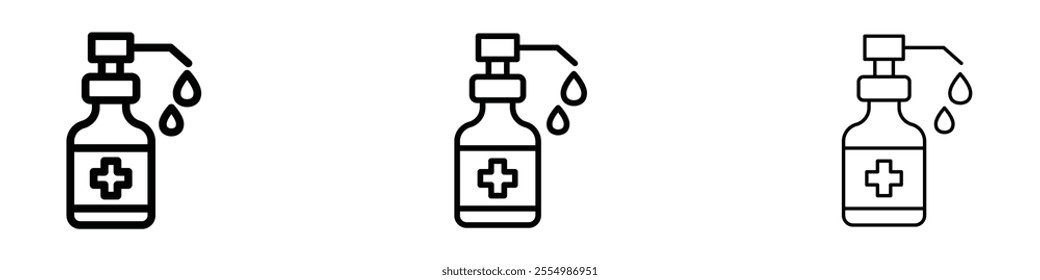 Hand sanitizer icons in tree different stroke sizes