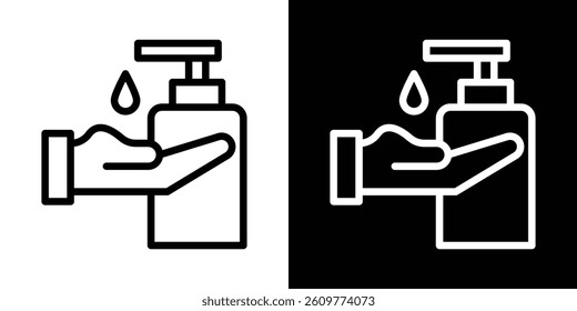 Hand sanitizer icons vector set in stroke line style
