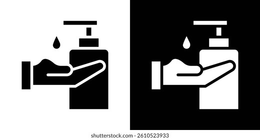 Hand sanitizer icons vector set in solid flat style