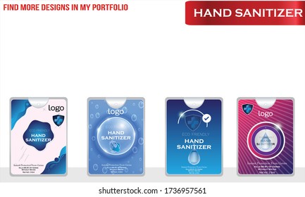 Sanizador de mano con diseño de etiqueta. Diseño de empaque. Publicidad del desinfectante manual. Desinfectante de mano. Higiene personal. ilustración vectorial