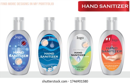 Hand sanitizer with label design. Packaging design. Advertising of hand sanitizer. 
