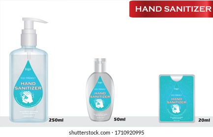 Hand sanitizer label design vector graphic template for packaging design.