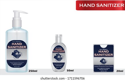 Hand sanitizer label design vector graphic template for packaging design.