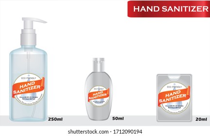 Hand sanitizer label design vector graphic template for packaging design.