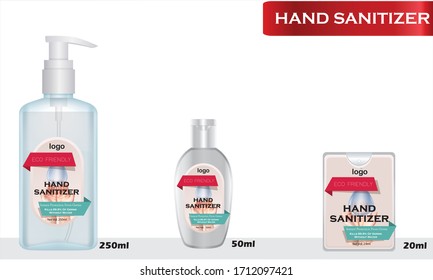 Hand sanitizer label design vector graphic template for packaging design.