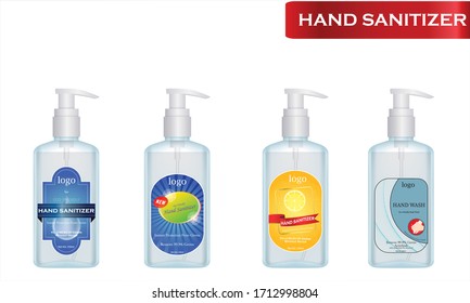 Hand sanitizer label design vector graphic template for packaging design.