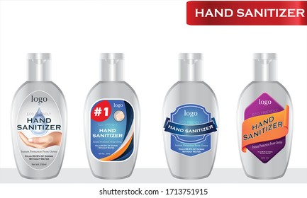 Hand sanitizer label design vector graphic template for packaging design.