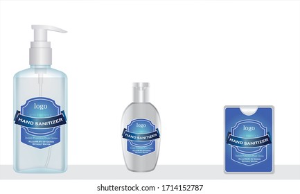 Hand sanitizer label design vector graphic template for packaging design.