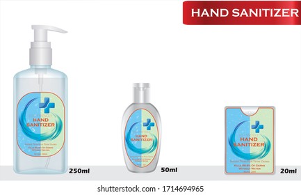 Hand sanitizer label design vector graphic template for packaging design.