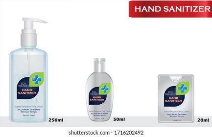 Hand sanitizer label design vector graphic template for packaging design.