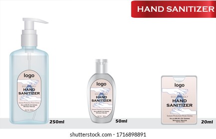 Hand sanitizer label design vector graphic template for packaging design.