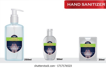 Hand sanitizer label design vector graphic template for packaging design.