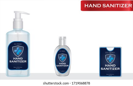 Hand sanitizer label design vector graphic template for packaging design.