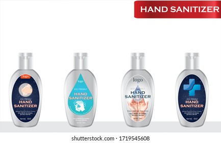 Hand sanitizer label design vector graphic template for packaging design.