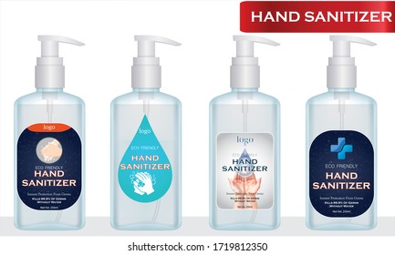 Hand sanitizer label design vector graphic template for packaging design.