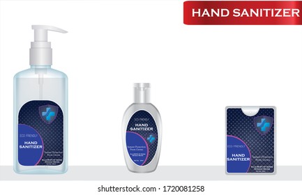 Hand sanitizer label design vector graphic template for packaging design.