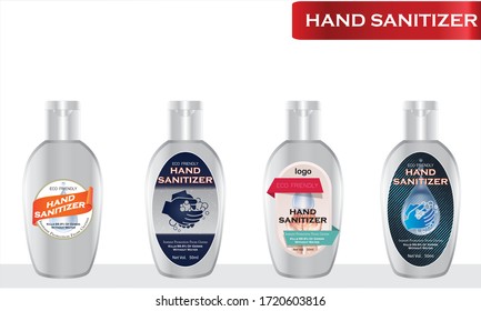 Hand sanitizer label design vector graphic template for packaging design.