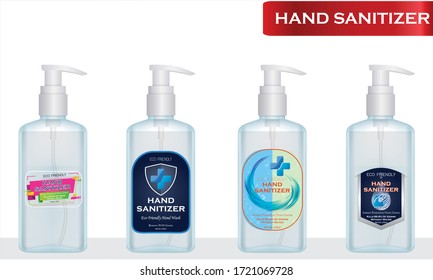 Hand sanitizer label design vector graphic template for packaging design.