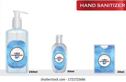 Hand sanitizer label design vector graphic template for packaging design.