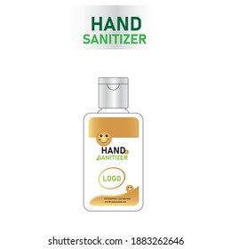 Modelo gráfico vectorial de diseño de etiqueta de sanitizer manual para diseño de empaquetado para empresa u organización.
