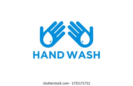 Hand sanitizer label with water drop, shield and hand design vector editable. Protection campaign or measure from coronavirus or COVID 19 protection logo.