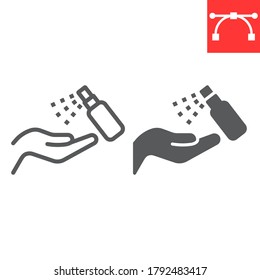 Hand sanitizer line and glyph icon, hygiene and disinfection, disinfect hand sign vector graphics, editable stroke linear icon, eps 10
