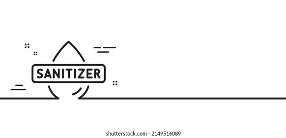 Hand sanitizer line icon. Sanitary cleaning sign. Washing hands symbol. Minimal line illustration background. Hand sanitizer line icon pattern banner. White web template concept. Vector